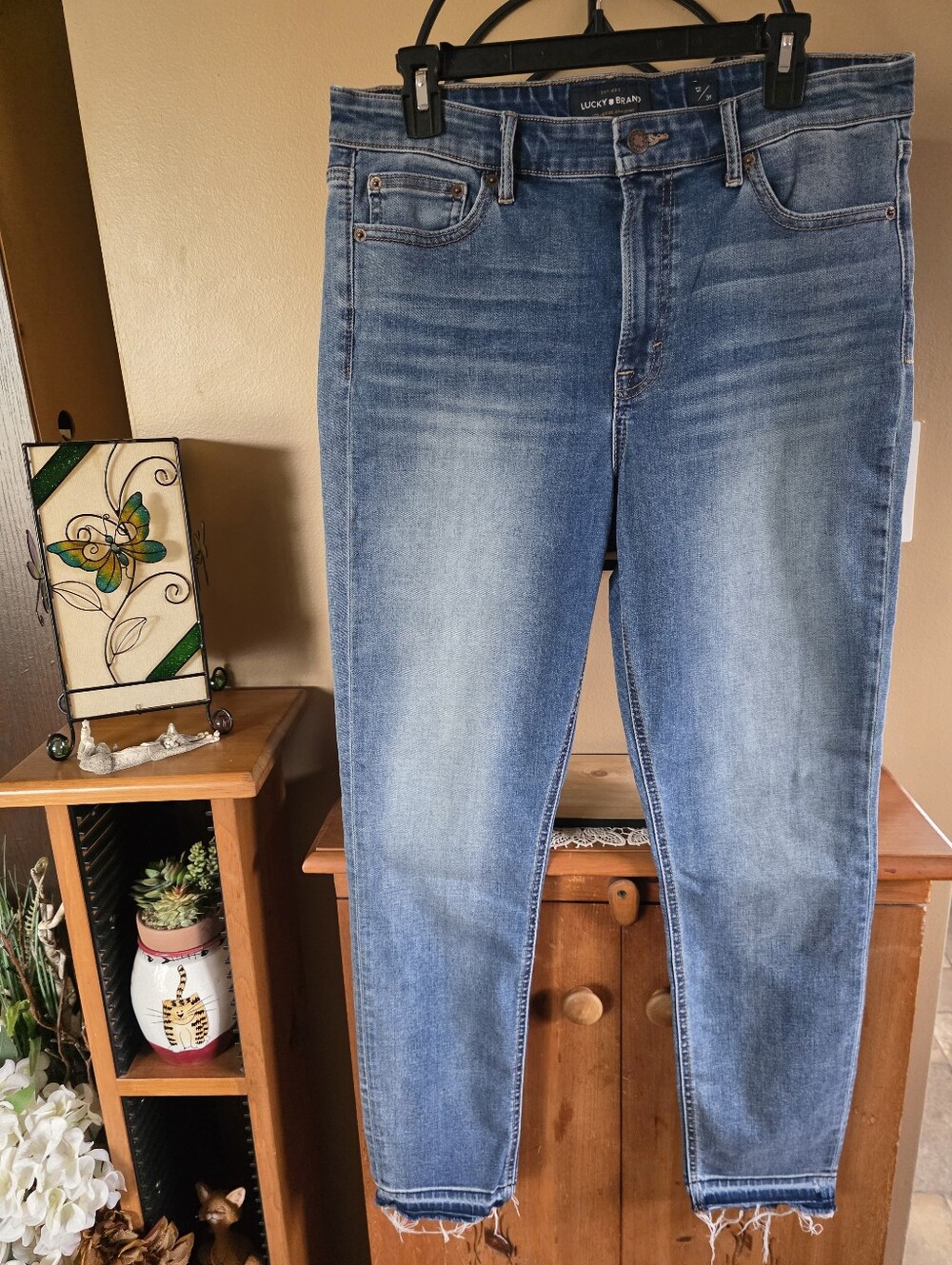 Lucky Brand Bridgette Skinny High Rise Jeans With Distressed Hem Size 12/31